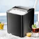 Ice Maker, Portable Countertop Icemaker Machine, Self Cleaning Quiet 2 Sizes Bullet Cubes Makers, 9 Cubes in 6 Mins, 26lbs/24Hrs with Ice Scoop, Basket for Home Kitchen Party (Black)