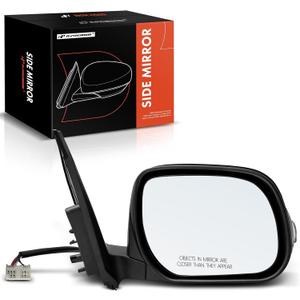 A-Premium Passenger Side Power Door Mirror - Compatible with Toyota RAV4 2009 2010 2011 2012 - Heated Manual Folding Black w/Turn Signal Outside Rear View Mirror