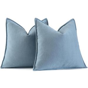 MIULEE Pack of 2 Light Blue Decorative Pillow Covers 20x20 Inch Soft Chenille Luxurious Couch Throw Pillows Farmhouse Cushion Covers with Elegant Design for Sofa Bedroom Living Room Home Decor