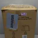 Set of 2 Rustic Table Lamps for Living Room Bedroom, Farmhouse Vintage Nightstand Lamp with 2 USB Ports, Hollow Out Resin Lamp for End Table with Nightlight, Bulbs Included (Wash White)