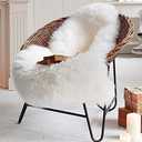 LOCHAS Deluxe Super Soft Fluffy Shaggy Home Decor Faux Sheepskin Rug for Bedroom Floor Sofa Chair, Chair Cover Seat Pad Couch Pad Area Carpet, 2ft x 3ft, Ivory White