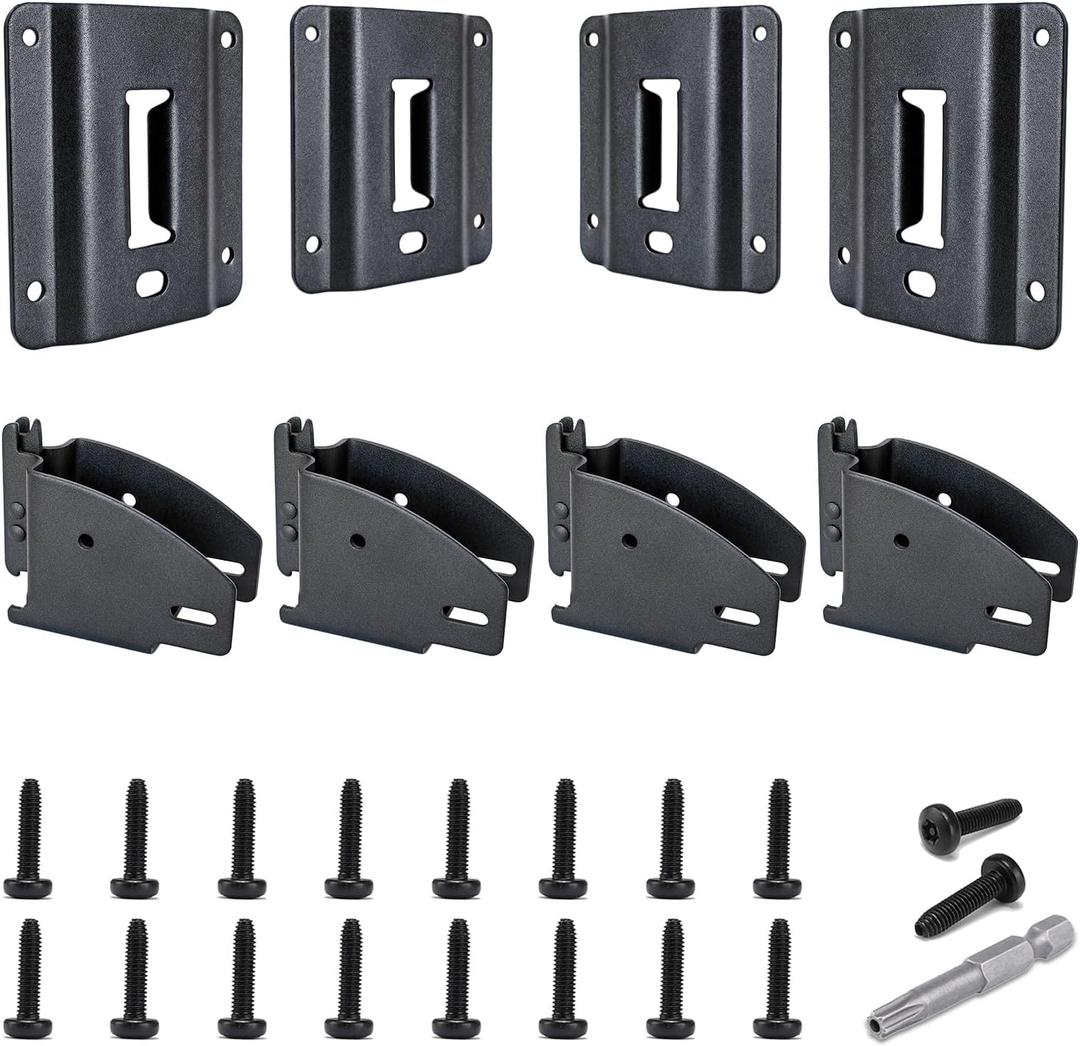 4 Pack Truck Bed Tie Down Anchor Boxlink E Port Bracket Plates Compatible with Ford Raptor 2015-2025 F150 / F250 / F350 Super Duty, Fit for E Track Accessories - with Wood Beam End Socket