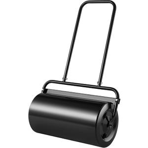 VEVOR Lawn Roller 13 Gallon Large Capacity Sand/Water Filled, Heavy Duty Steel Material, with Easy-Turn Plug and U-Shaped Ergonomic Handle for Convenient Push and Pull, for Garden, Farm, Park, Black
