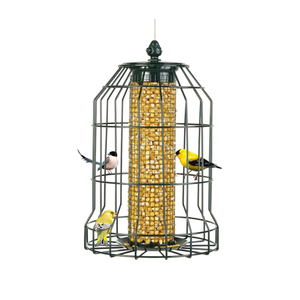 Squirrel-Proof Bird Feeder-Outdoor Cage-Type Mesh Peanut Hanging Bird Feeder for Small Wild Birds- Chew-Resistant and Weatherproof(Green)