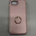 Folosu Compatible with iPhone 17e 16e Case Wallet with Card Holder, 360Rotation Finger Ring Holder Kickstand, RFID Blocking Leather Protective Double Buttons Shockproof Cover 6.1 Inch Rose Gold