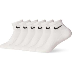 Nike Unisex Adult Everyday Cushioned Training Ankle Socks (6-Pack) | Mens and Womens (White, S)