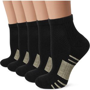 Iseasoo Copper Compression Socks for Men & Women Plantar Fasciitis Relief, Ankle Support & Circulation Running & Recovery (Small-Medium, A01-5 Black), 5 Pairs