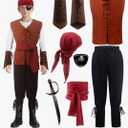 Kids Pirate Costume Boys Renaissance Set for Halloween Renaissance Festival Cosplay 4-12years, M