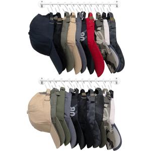 Mkono Hat Rack for Wall Baseball Cap Organizer Hanger with 20 Hooks Modern Metal Hat Holder Wall-Mounted Caps Display for Closet Door Bedroom Entryroom Laundry, Set of 2, White (Small)