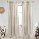 KOUFALL Linen Back Tab Rod Pocket Tan Beige Sheer Curtains 52x90 Inch Length for Bedroom Living Room