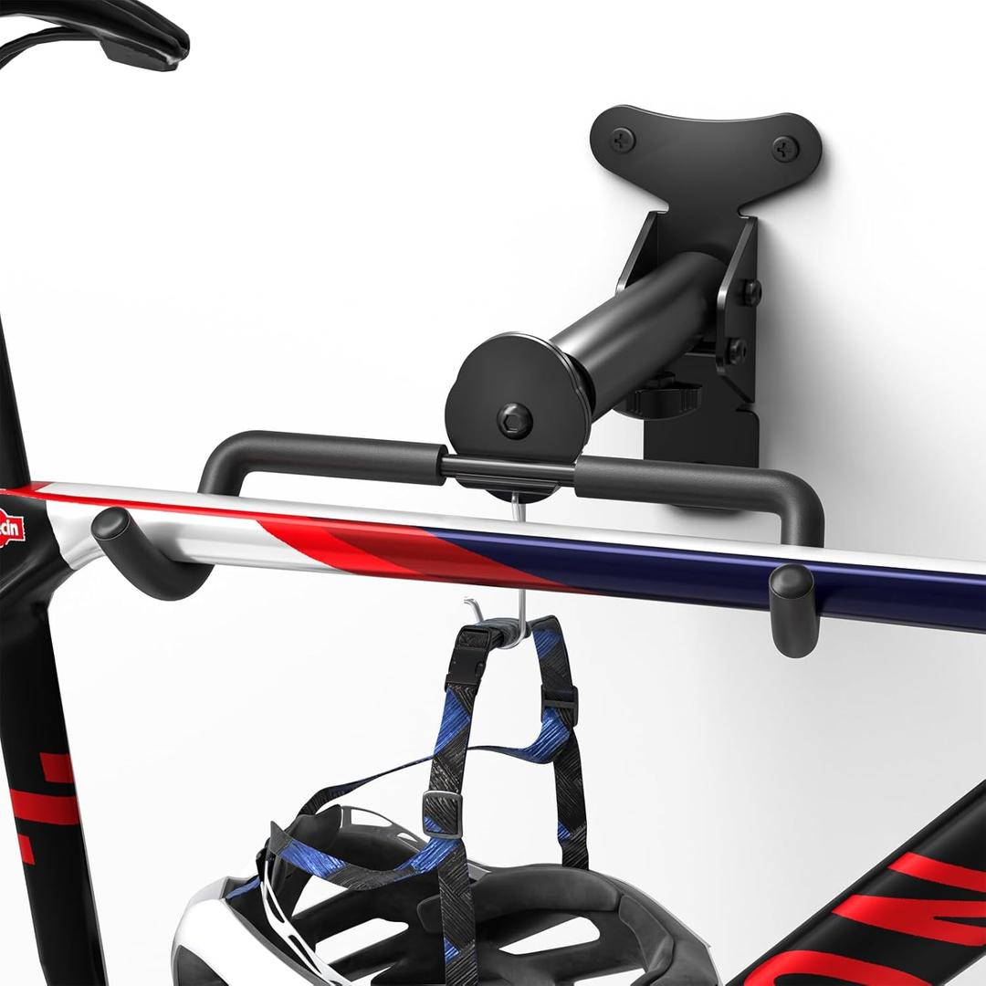 Goovilla Bike Wall Mount Hanger Adjustable - Space Saving Horizontal Bicycle Rack for Mountain/Road/Hybrid Bikes | Secure Home Garage Storage with Easy Installation | 2-Pack Cycling Holder Hook,Black