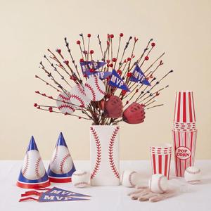 XunYee 12 Pcs Baseball Party Decorations Baseball Centerpieces Sticks for Table Sport Rugby Birthday Toppers for Game Day Baby Shower Decor Sport Artificial Flowers Birthday Party Supplies