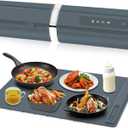 Warming Mat for Food, 10s Fast Heating Electric Food Warming Tray with 3 Level Temperatures, 5 Hours Auto Off, Easy to Clean, Large Size 24"x16" Silicone Food Warmers Pad for Daily Meals, Parties (A Dark Grey)