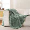 Bnuitland Sage Green Flannel Throw Twin Size Blanket (60X80 inches), 300 GSM Fleece Cozy Warm Soft Home Decor Lightweight Bed Blanket for Adults, Suitable for All Seasons.