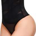 SIMIYA Thong Shapewear Tummy Control for Women High Waist Stay-Put Body Shaper Girdle Compression Stomach Shapewear Thong Medium