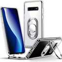Shields Up for Samsung Galaxy S10 Case with Stand, Galaxy S10 Case Clear with Double Ring Holder [Adjustable & Foldable] Shockproof Protective Cover for Samsung Galaxy S10 - Clear