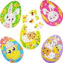 20 Pieces Mini Easter Puzzles Easter Egg Fillers Bunny Chicks Hatching Printed Mini Puzzles Classroom Prize Resurrection Party Favors, 5 Styles