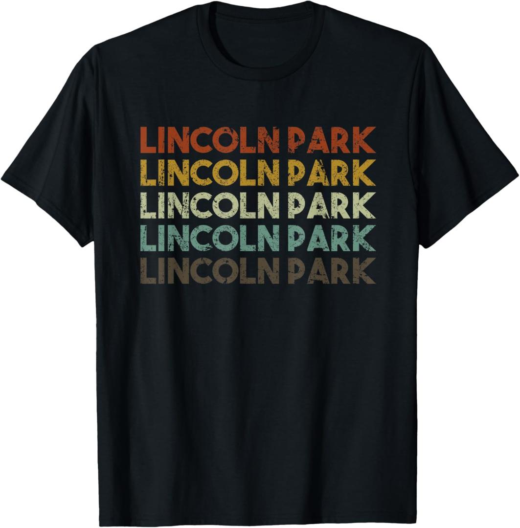 Lincoln Park, Michigan - Retro Vintage City Shirt T-Shirt (Small, Black)