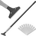 Heavy Duty 4-inch Razor Blade Floor Scraper, 50 Inch Long-Handle, Cleaning Glass Wall Scraper, with 10 Blades, Painting Stripping Tools, Tile, Floors, Walls