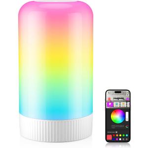 RGBICWW Smart Table Lamp, Touch Bedside Lamp with App Control, LED Desk Lamp with Music Sync, 30+ Scenes & 16M Colors, Color Changing Lamp for Bedroom Living Room Gaming Dimmable Night Light, White