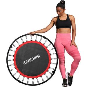 Kanchimi 550 LBS Foldable Mini Trampoline, 40" Fitness Trampoline Without armrests/U Shape Adjustable Foam Handle, Stable&Quiet Exercise Rebounder for Adults Indoor/Outdoor Workout (Black)