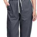 Scrubs for Women Set - with Sleeveless Stand-Up Collar Scrub Top & Jogger Scrub Pants, 8-Pocket Design (Medium, Charcoal Gray)