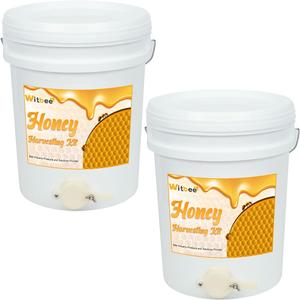 witbee 2 Pack 5 Gallon Honey Bucket with Leak-Proof Gate & Airtight Lid – Complete Beekeeping Starter Kit for Efficient Honey Harvesting, Extracting, and Bottling