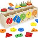 V-Opitos Montessori Toys for Toddler 1+ Year Old, Wooden Color & Shape Sorting Matching Box, Early Learning Toys for 12-18 Month, Age 1, 2, 3, Ideal Christmas, Birthday Gifts for Boy & Girl