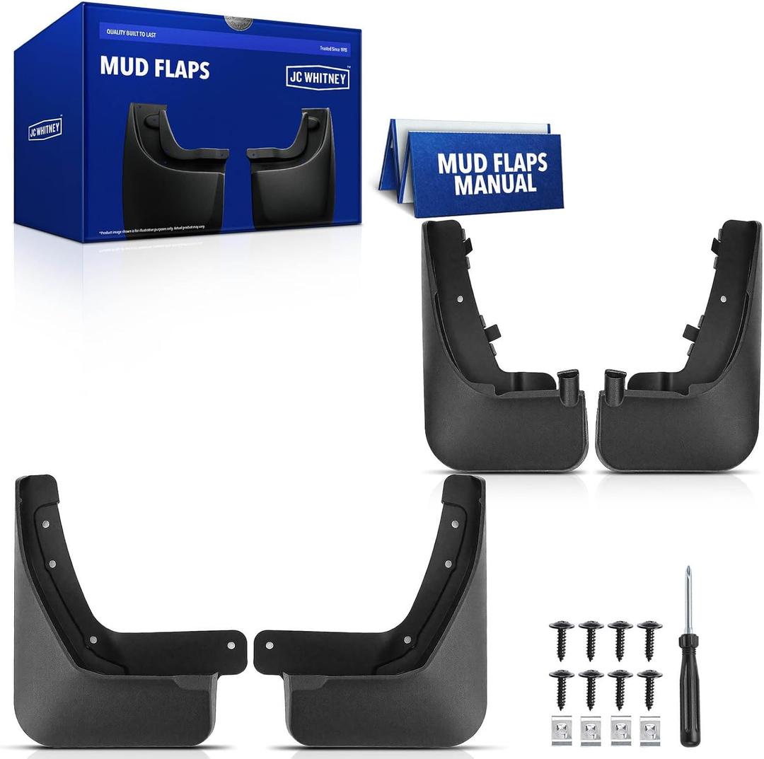JC Whitney JFBAJCWSG00387 Set of 4 Front and Rear Mud Flaps Splash Guards - Compatible with Lincoln Aviator 2020-2025