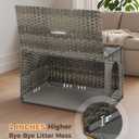MUTTROS Rattan Cat Litter Box Enclosure Extra Large, Hidden Litter Box Furniture with Handwoven Wicker, Tall Doorway, Raised Edge Mat & Flip-Top Lid for Large Cats, Indoor Odor Control, Gray