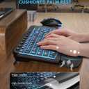 SABLUTE Wireless Keyboard and Mouse Combo Ergonomic - MA12Pro Wave Keyboard with Leather Wrist Rest for Comfortable Typing, RGB Backlit Rechargeable for Windows, Mac, PC, Laptop
