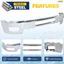 3Pcs Front Bumper Face Bar Compatible with 2011 2012 2013 2014 Chevy Chevrolet Silverado 2500 HD/3500 HD W/Fog Light Openings Replacement For GM1002837 25883349 Steel Chrome Silvery