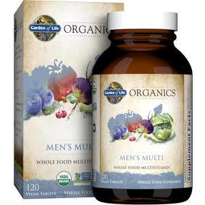 Garden of Life Organics Whole Food Multivitamin for Men, 120 Tablets, Vegan Mens Vitamins and Minerals for Health and Well-Being, Certified Organic Vegan Multi, BBD: 01/2028