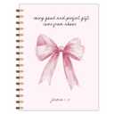 Qnhij Preppy Coquette Pink Bow Christian Spiral Notebook 5.5x8.3, James 1:17 Bible Journaling, Religious Prayer Journal for Woman, Church Notes Notebook, Christian Scripture Journal