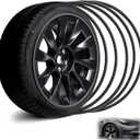 Rim Protector, 21" Wheel Protection Ring, Wheel Rim Protector with Aluminium Alloy Material, Strips for Curb Rash Prevention, Wheel Accessories for All Cars, Trucks, SUVs and Tesla All Models, 4PCS (BLACK)