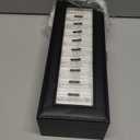 SONGMICS Watch Box, 6-Slot Watch Case Organizer with Large Glass Lid, Removable Pillows, Gift for Loved Ones, Black Synthetic Leather, Greenish Gray Lining UJWB06BK (1 layer)