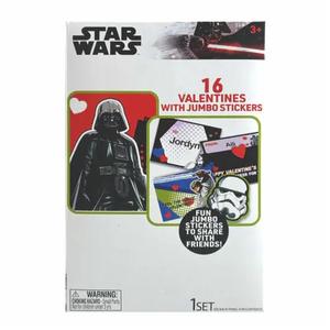 Star Wars 16 Valentines with Jumbo Stickers, 2 Pack
