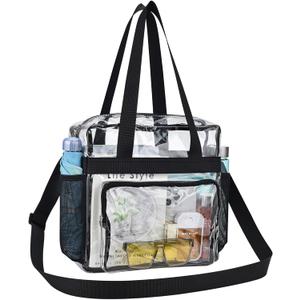 Clear Bag for Stadium Events 12612 Clear Tote Bag for Concert,Sport,Festival (Black)
