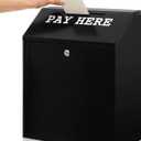 Yaocom Safe Metal Cash Box for Farm Stand Money Drop and Secure Donation Collection, Wall Mount Lockable Unit with Pre Drilled Holes for Outdoor Self Serve(Black,18 x 15 x 7 Inch)