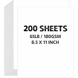 Prudiut 200 Sheets White Cardstock 8.5 x 11, 65lb/180gsm Cardstock Paper Printer Paper for Invitations, DIY Cards, Crafting, Menus, Construction, Art, School & Office Use