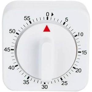 White Timer Clock Square 60-Minute Mechanical Kitchen Timer Wind up Visual Cooking Clock with Loud Alarm No Batteries Required Ideal for Cooking Baking and Kitchen