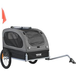 VEVOR Dog Bike Trailer, Supports up to 66/88/100 lbs, Pet Cart Bicycle Carrier, Easy Folding Frame with Quick Release Wheels, Universal Bicycle Coupler, Reflectors, Flag, Collapsible to Store