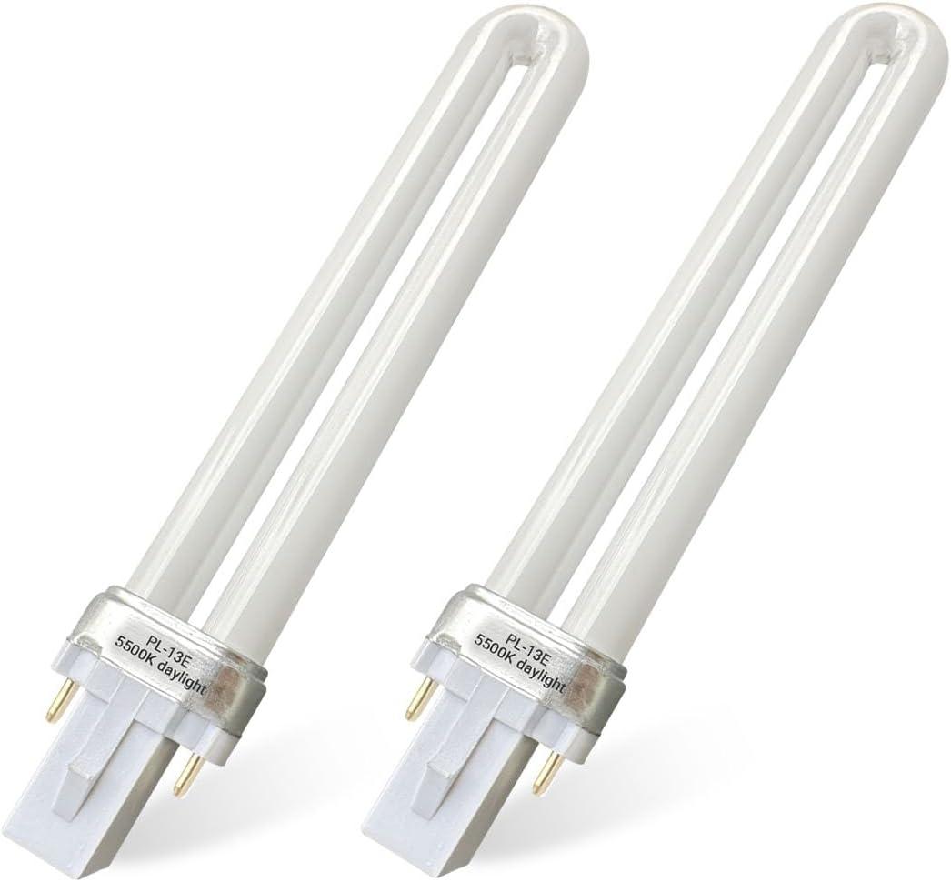 PL13-E-FFP 13W Type E Fluorescent Light Bulb Compatible with Electronic Ballast Bulb,Replace for Ottlite T1333E,5500K Bright Natural Daylight,G23 Base,2Pack
