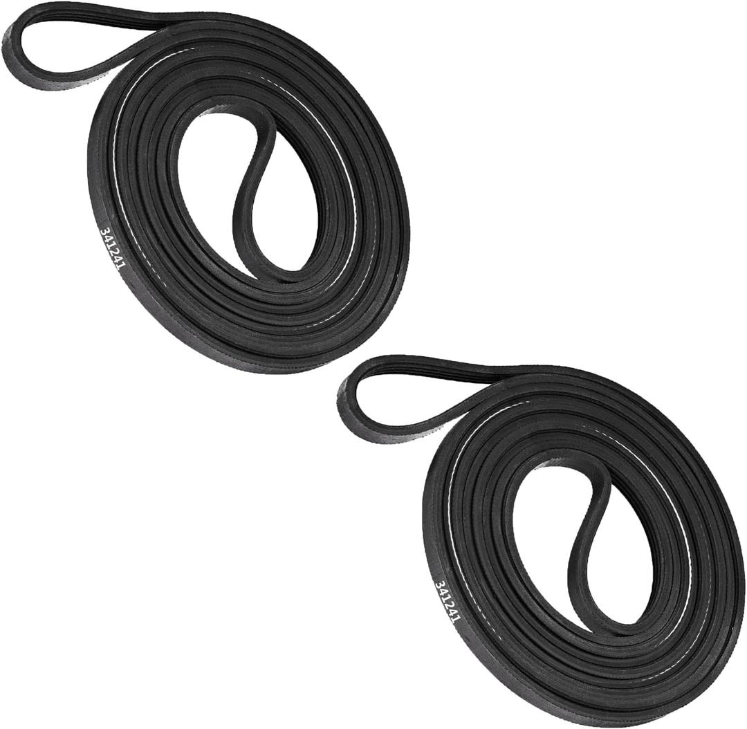 341241 Dryer Drum Belt - Replacement for Whirlpool Kenmore Dryer Part AP2946843, FSP341241, W10127457, 3394651, 8066065, PS346995, 14210003, 31001026, 31531589, 529597 2PACK