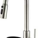 OWOFAN Kitchen Faucet with Cup Washer Pull Down Sprayer Stainless Steel Kitchen Sink Faucet with Deck Plate Glass Rinser Single Hole Brushed Nickel