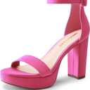 DREAM PAIRS Women's Platform Chunky High Heeled Sandals Open Toe Block Heels Ankle Strap Dress Shoes for Wedding Party Evening (11, Hot Pink)