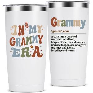 Tumbler with Lid & Straw - Unique Grammy Gift for Birthday, Christmas, Mother's Day - Stainless Steel Vacuum Insulated Cup with Straw Brush, Perfect Mom Gifts for Women