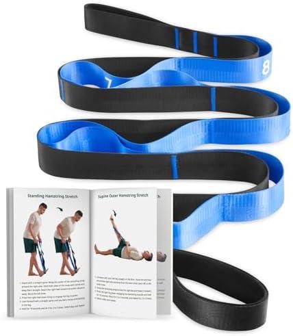 Trideer Stretching Straps with Loops, Non-Elastic Yoga Straps for Stretching, Durable Nylon Exercise Bands with Loops for Physical Therapy Flexibility, Yoga,Hamstring Leg Stretcher with Guidance
