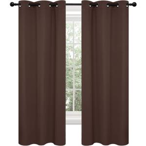 Deconovo Blackout Grommet Curtains Thermal Insulated, Noise-Reducing, Sustainable & Easy-Care Drapes for Bedroom, Living Room & Office Oeko-TEX Certified, Chocolate, 38W x 63L Inch (Set of 2)