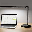 Adjustable LED Desk Lamp for Home Office | Integrated Power Hub with 2 Wide-Spaced AC Outlets, USB-C & USB-A Charging Ports | Anti-Glare Light, Foldable Design & Surge Protection